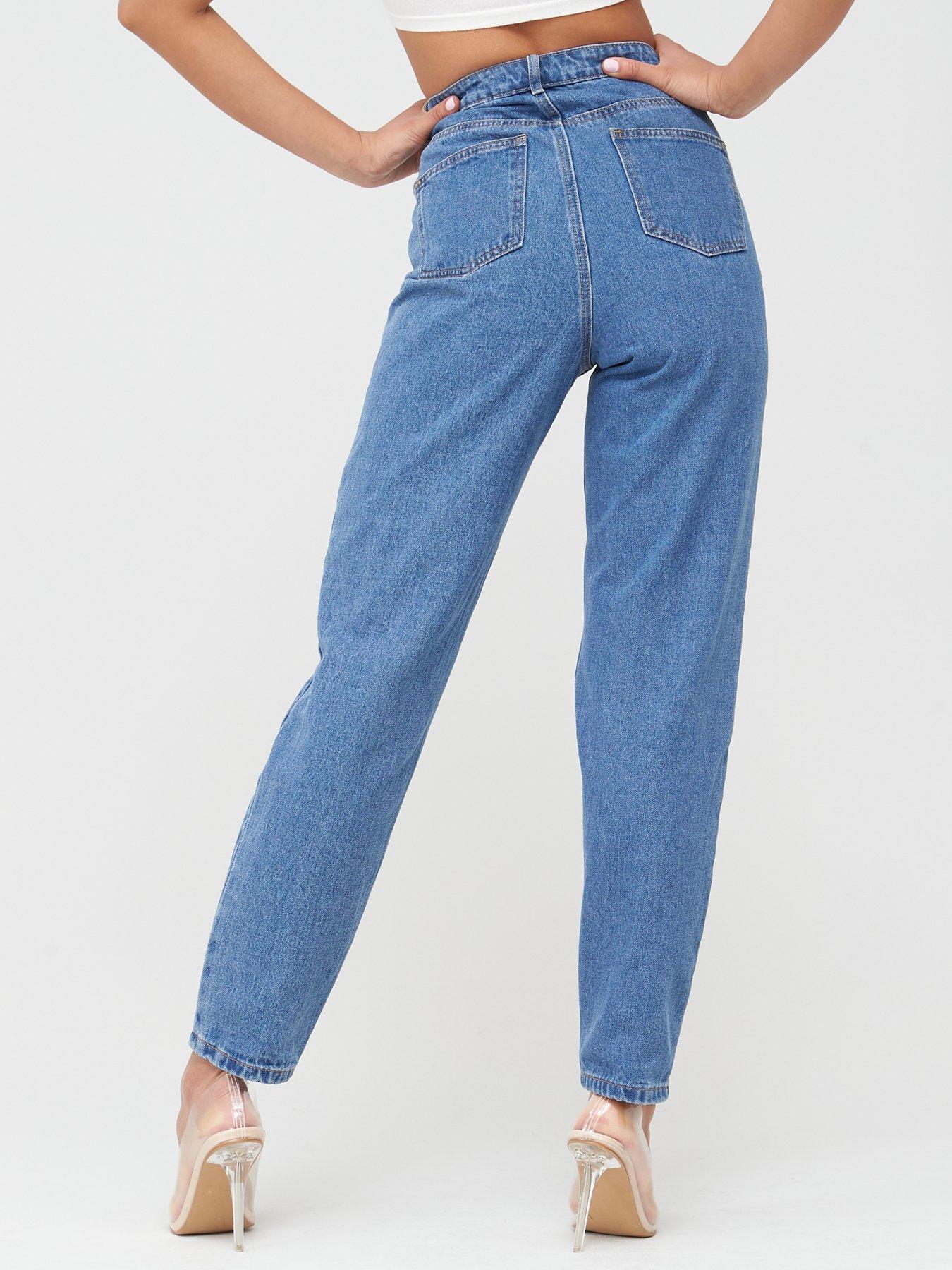 high waisted blue mom jeans