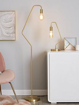 Product photograph of Very Home Tate Floor Lamp - Gold from very.co.uk