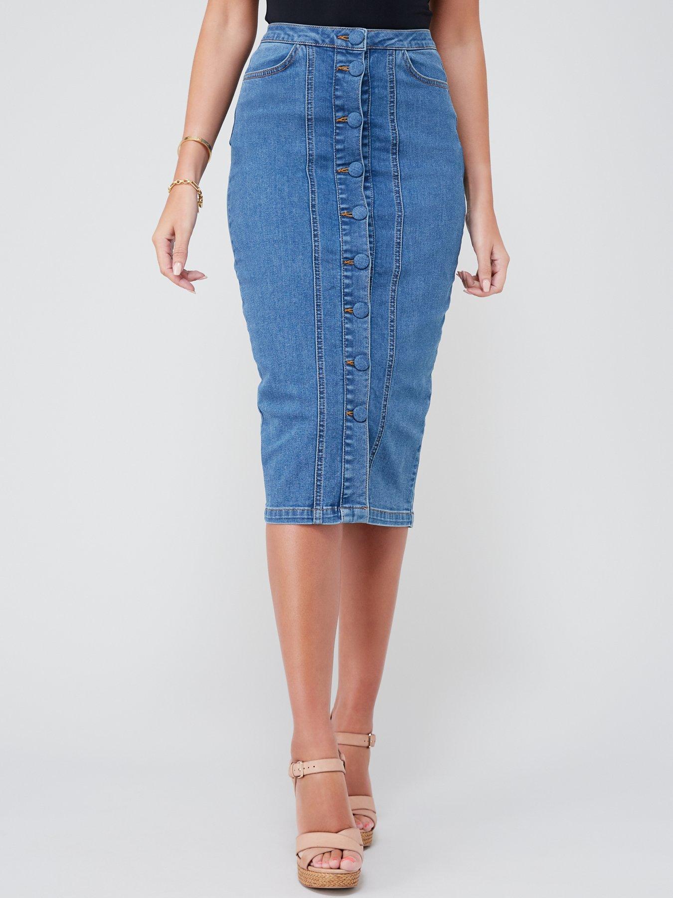 stretch denim pencil skirt uk