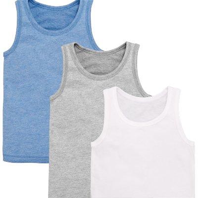 The Very Collection Boys 3 Pack Vests - Blue/Grey/White