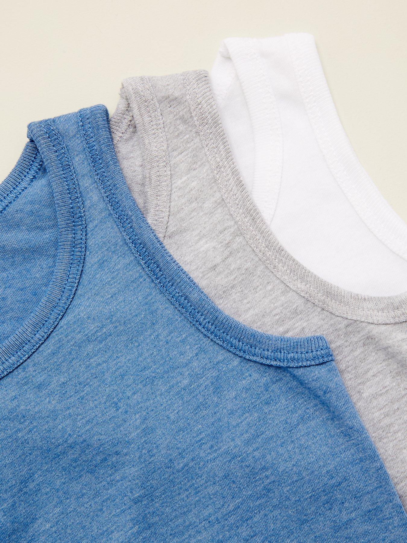 Image 4 of 4 of Everyday Boys 3 Pack Vests - Blue/Grey/White&nbsp;