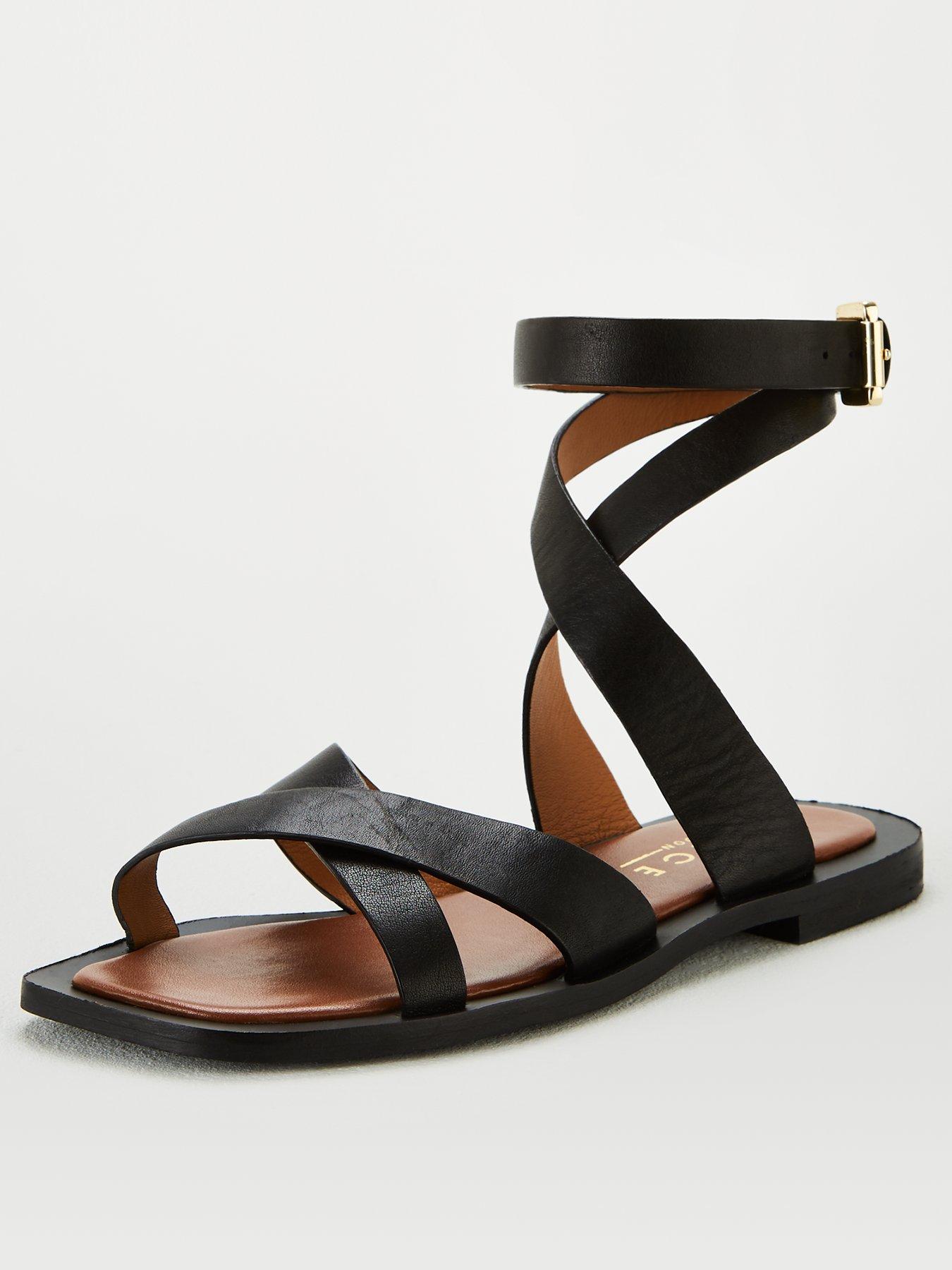 black leather sandals uk