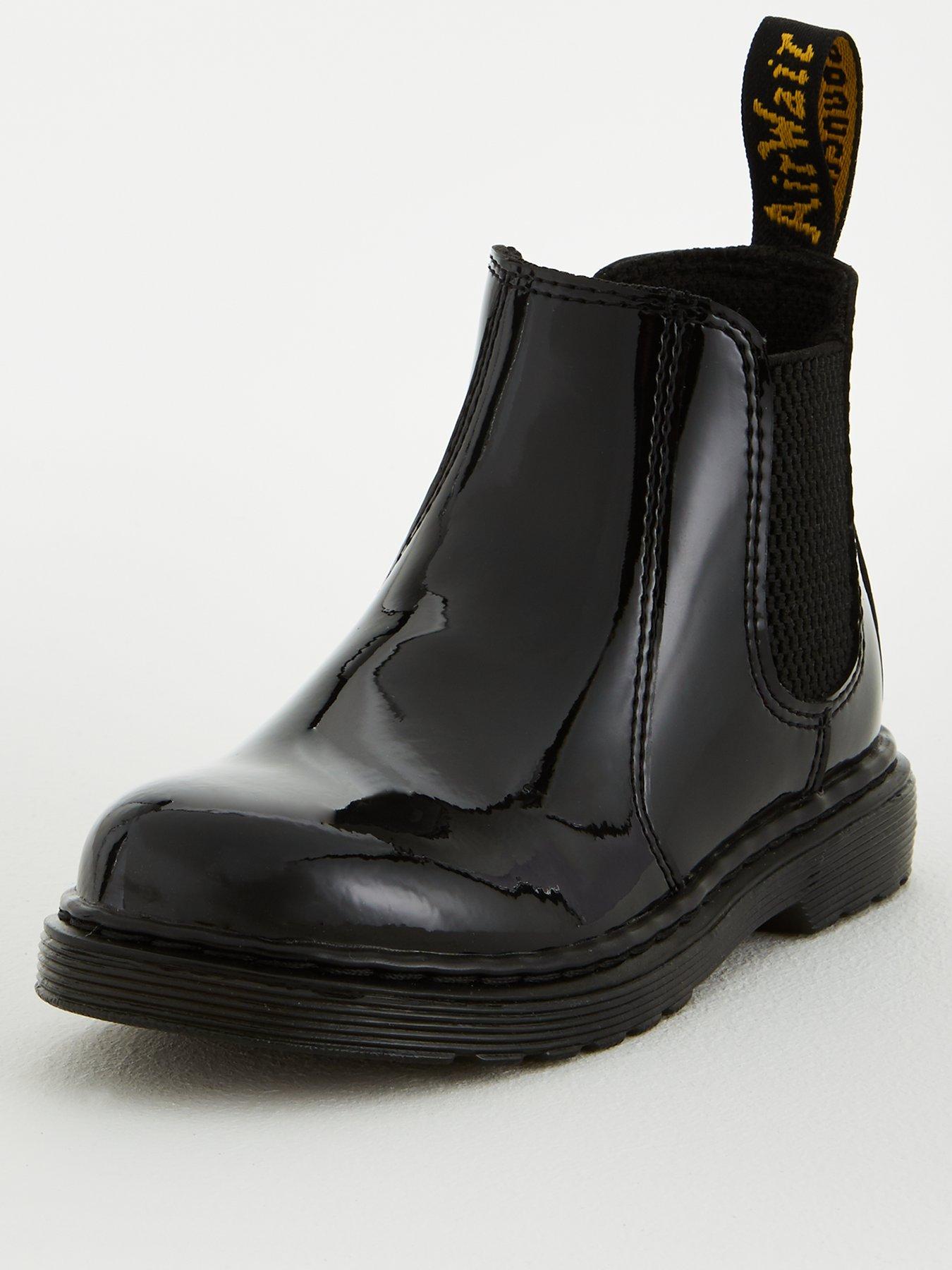 black patent chelsea boots