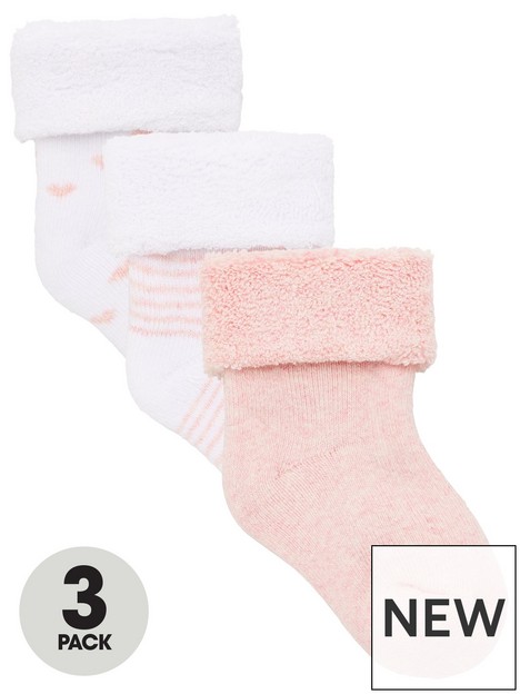 everyday-baby-girls-3-pack-little-heart-stripe-and-plain-terry-socks-pink