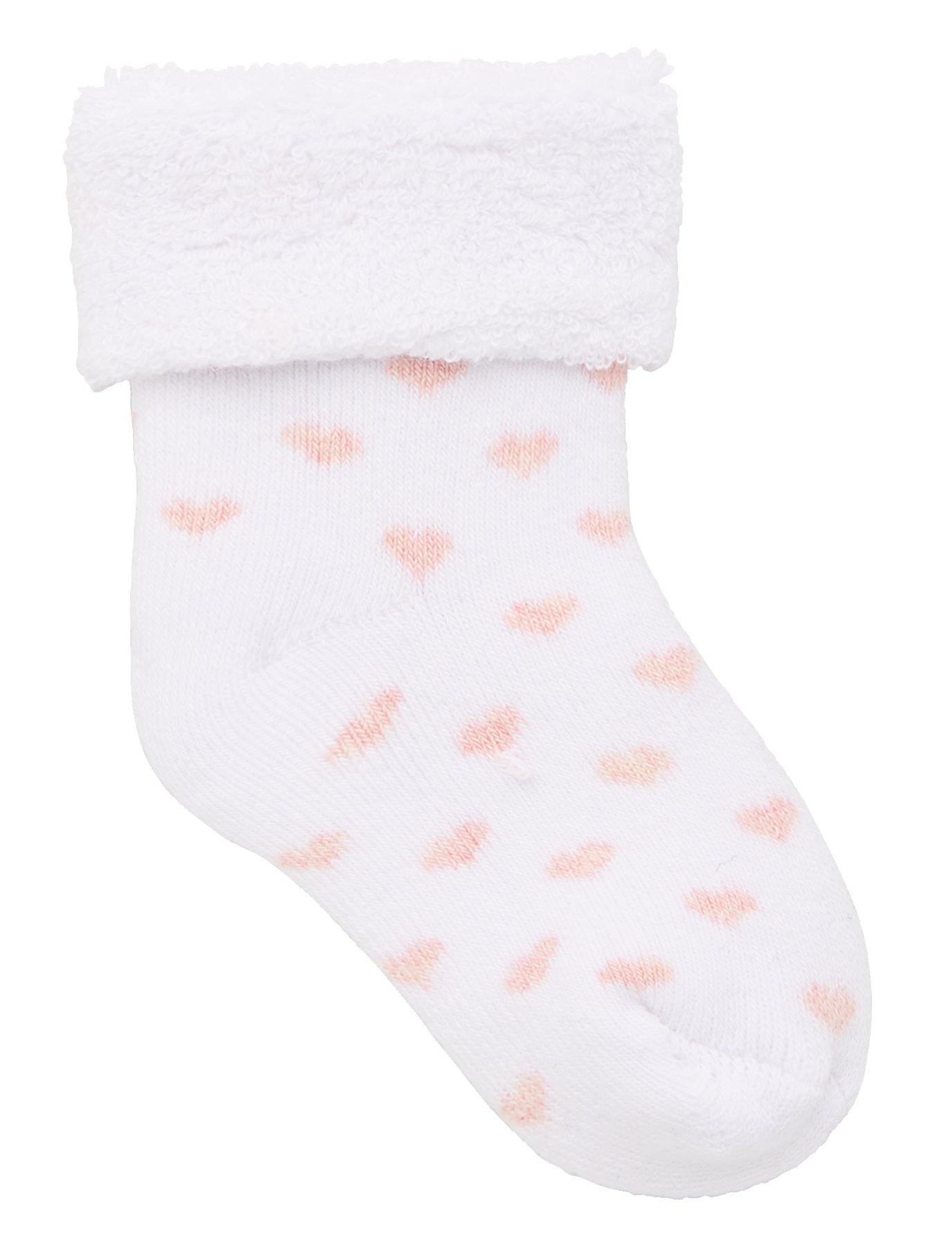 Everyday Baby Girls 3 Pack Little Heart, Stripe and Plain Terry Socks