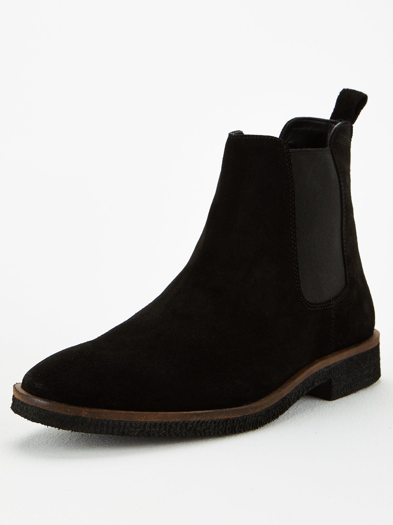 mens black suede chelsea boots uk