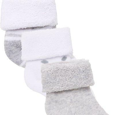 The Very Collection Baby Unisex 3 Pack Little Spot, Stripe and Plain Terry Socks - Grey