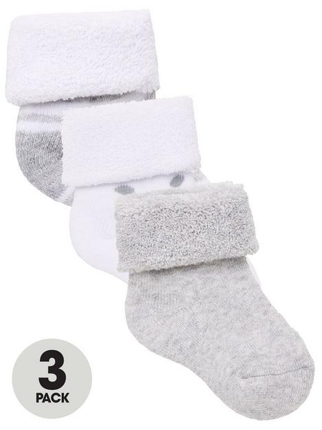 everyday-baby-unisex-3-pack-little-spot-stripe-and-plain-terry-socks-grey