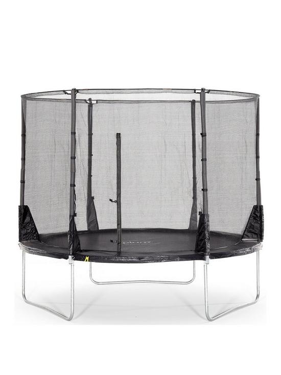 front image of plum-10ft-spacezone-ii-evolution-trampoline