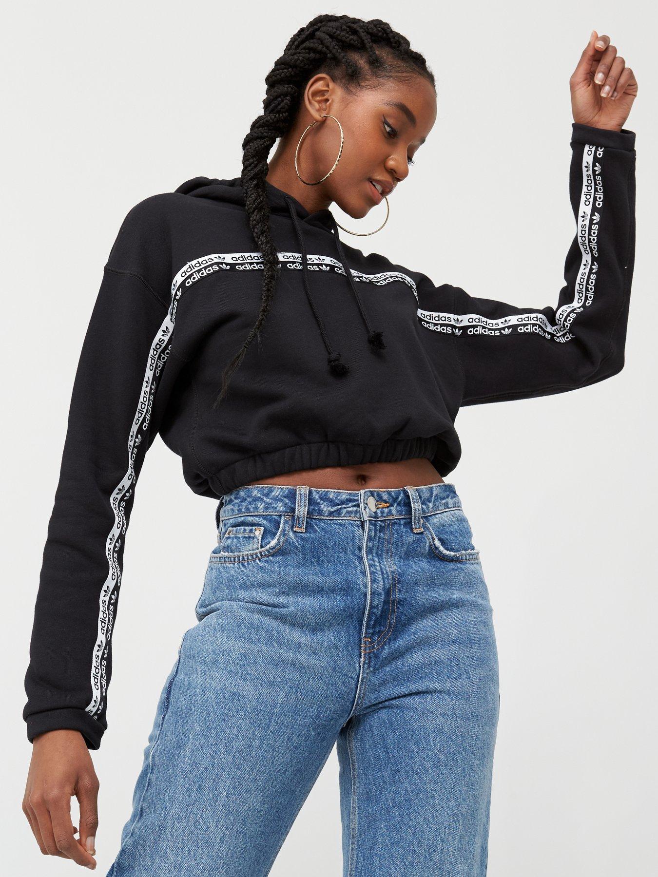 adidas tape crop hoodie