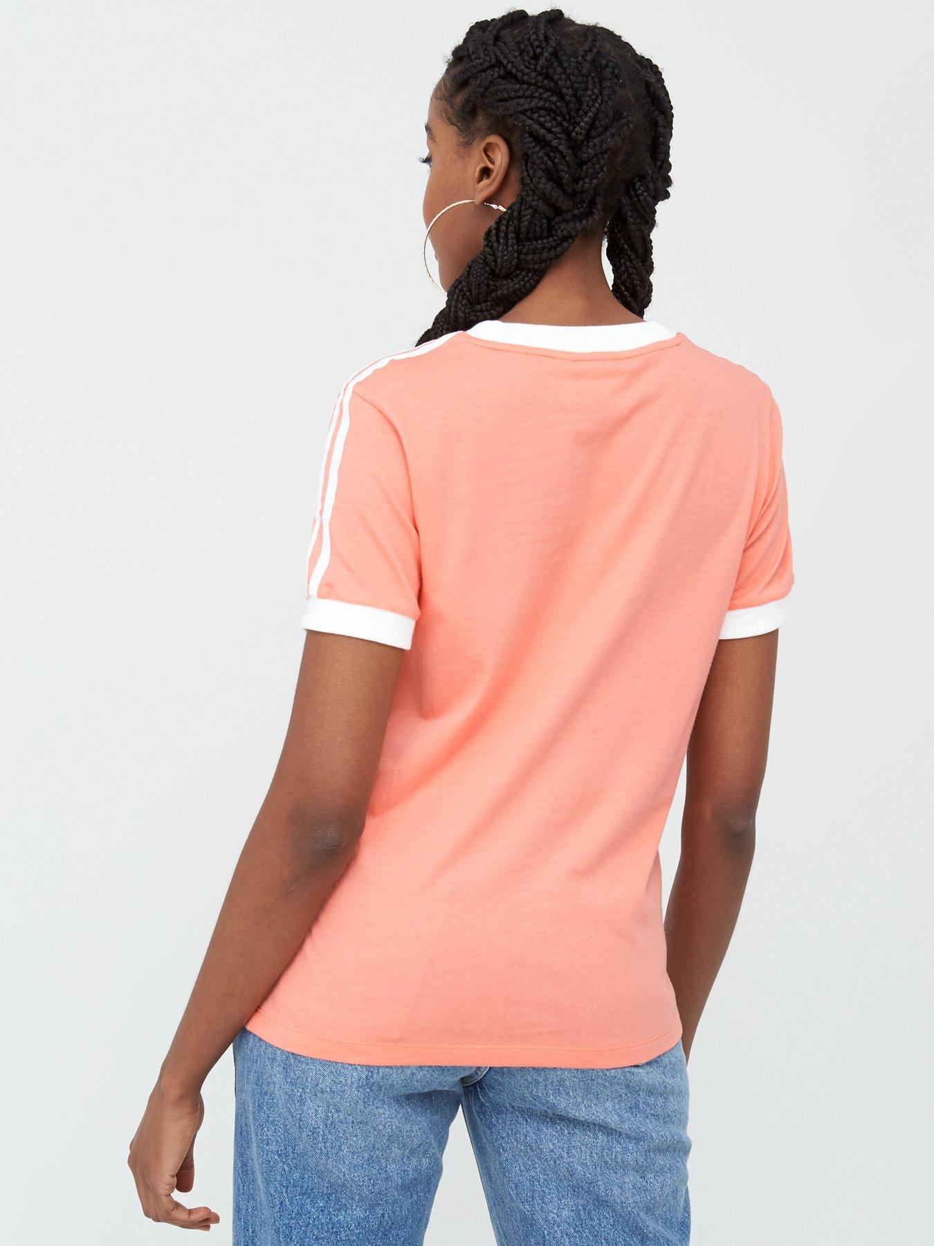 pink 3 stripe adidas shirt