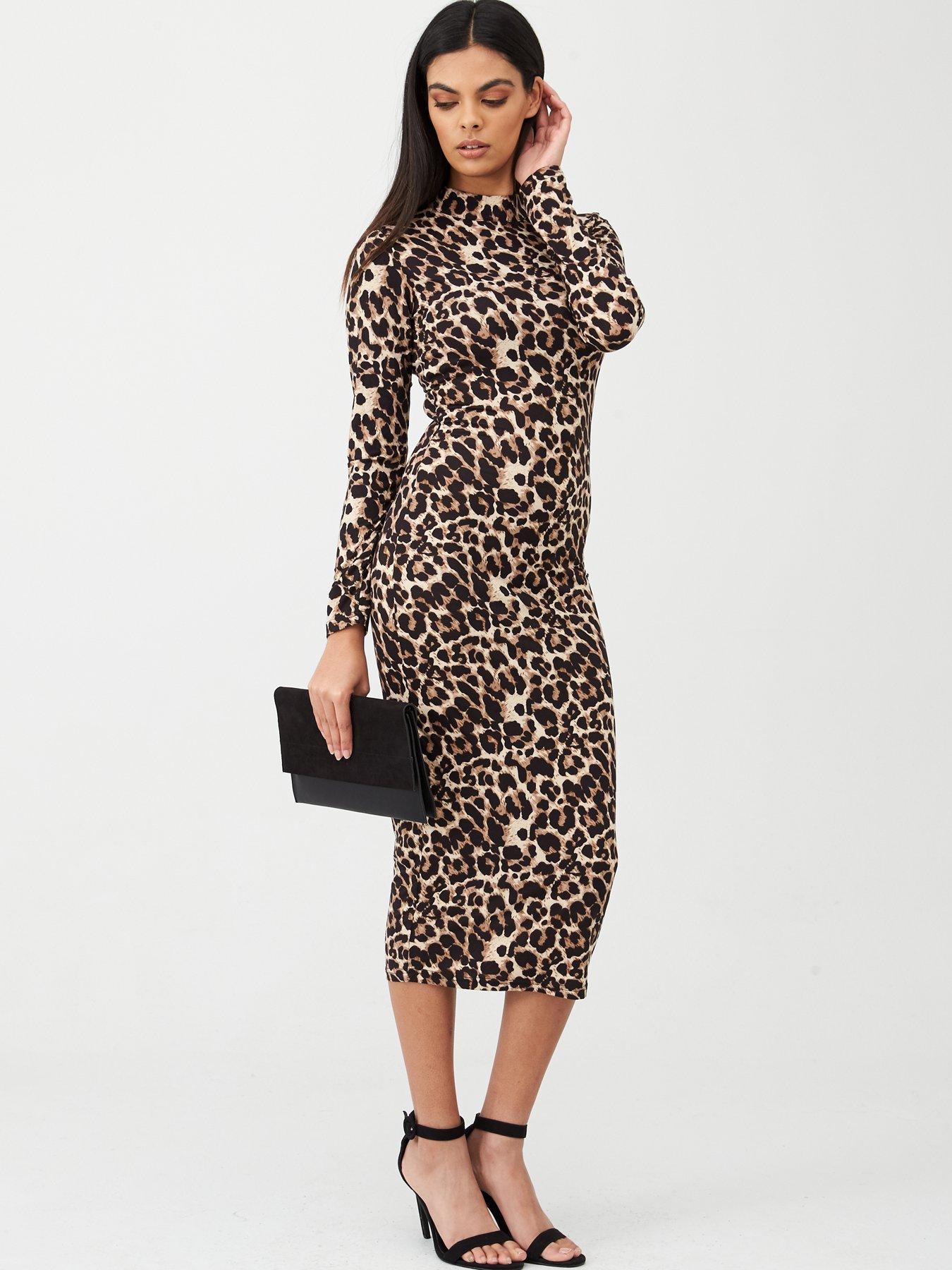 leopard print bodycon midi dress