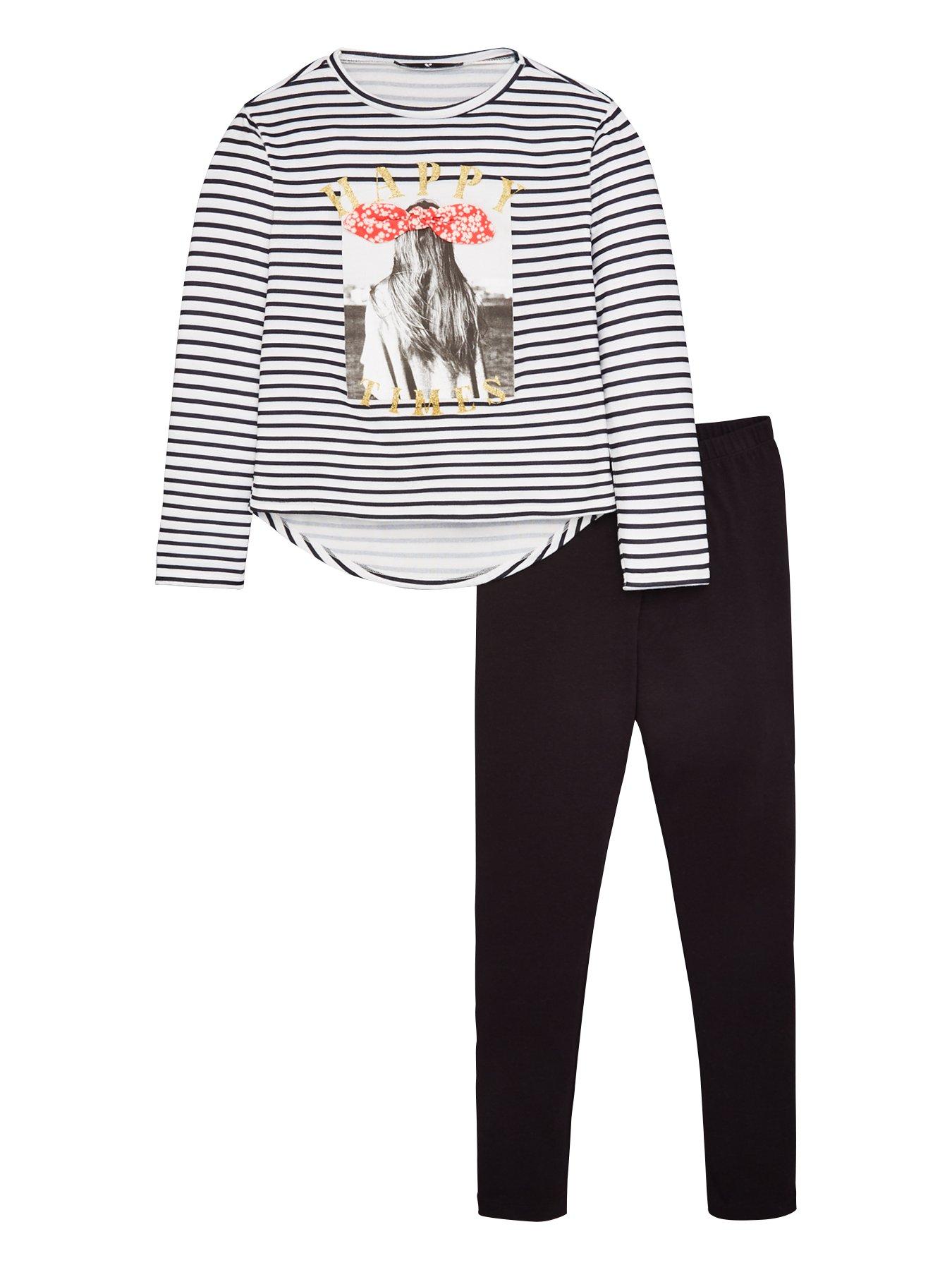 V By Very Girls Stripe Applique Jersey Top And Leggings Set review