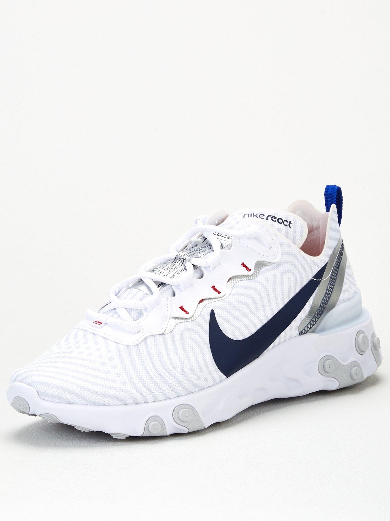 red white and blue nike trainers