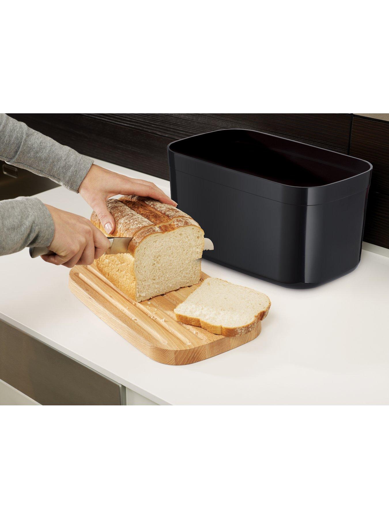 Image 4 of 5 of Joseph Joseph Black Bread Bin with Bamboo Lid
