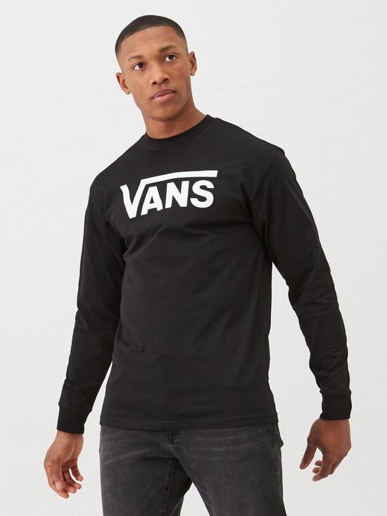 front image of vans-classic-logo-long-sleeve-t-shirt-black