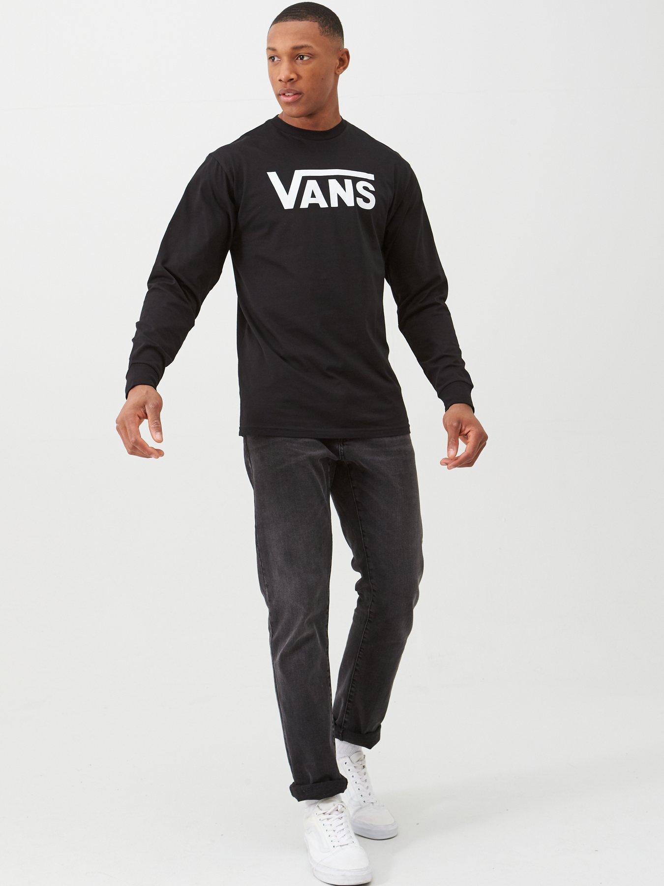 Vans black and white sales long sleeve