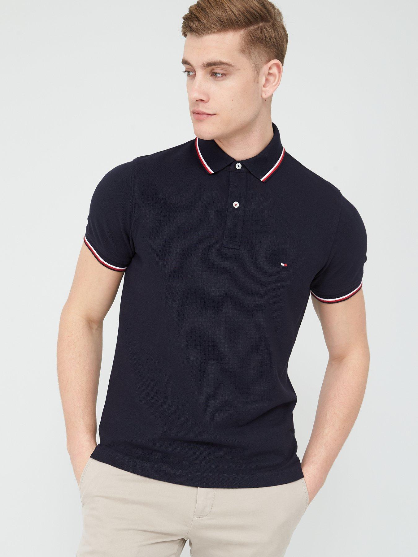 Tommy Hilfiger Tipped Slim Fit Polo Shirt - Desert Sky Navy | very.co.uk