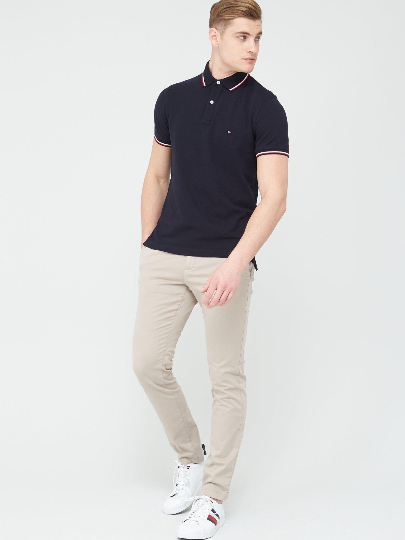 Tommy Hilfiger Tipped Slim Fit Polo T Shirt Black