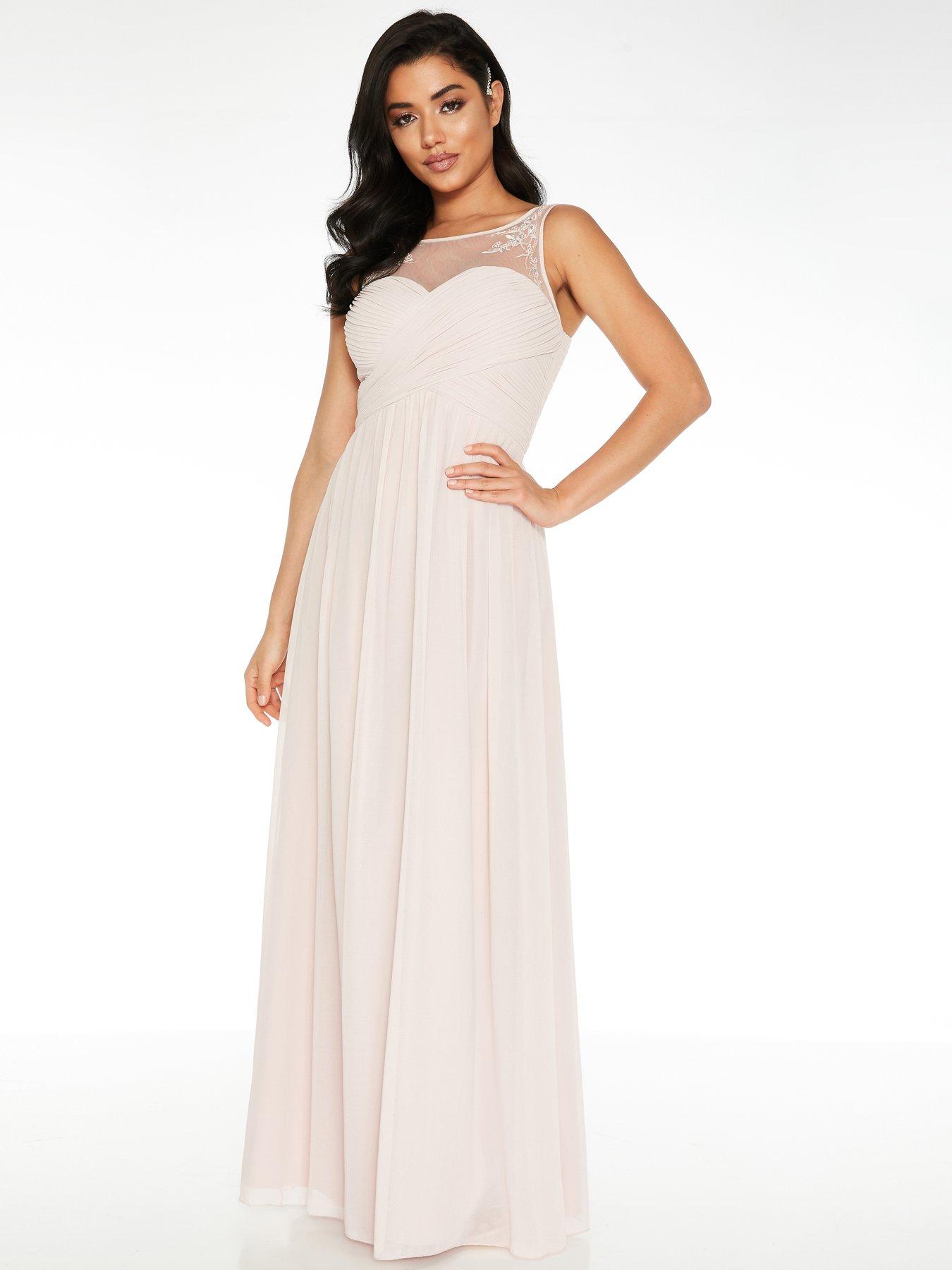 quiz pink chiffon embellished maxi dress