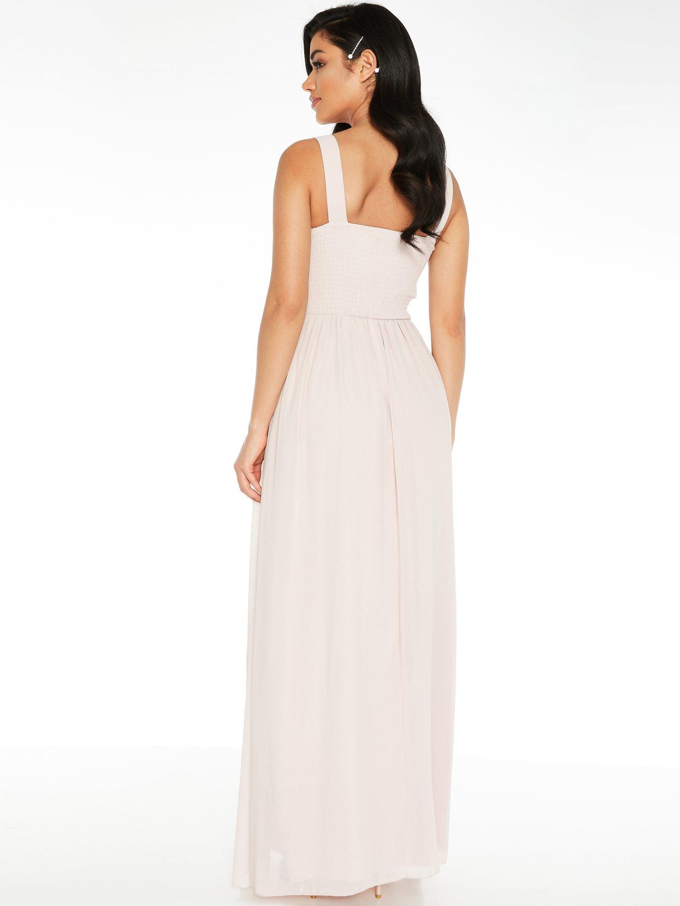 quiz pink chiffon embellished maxi dress