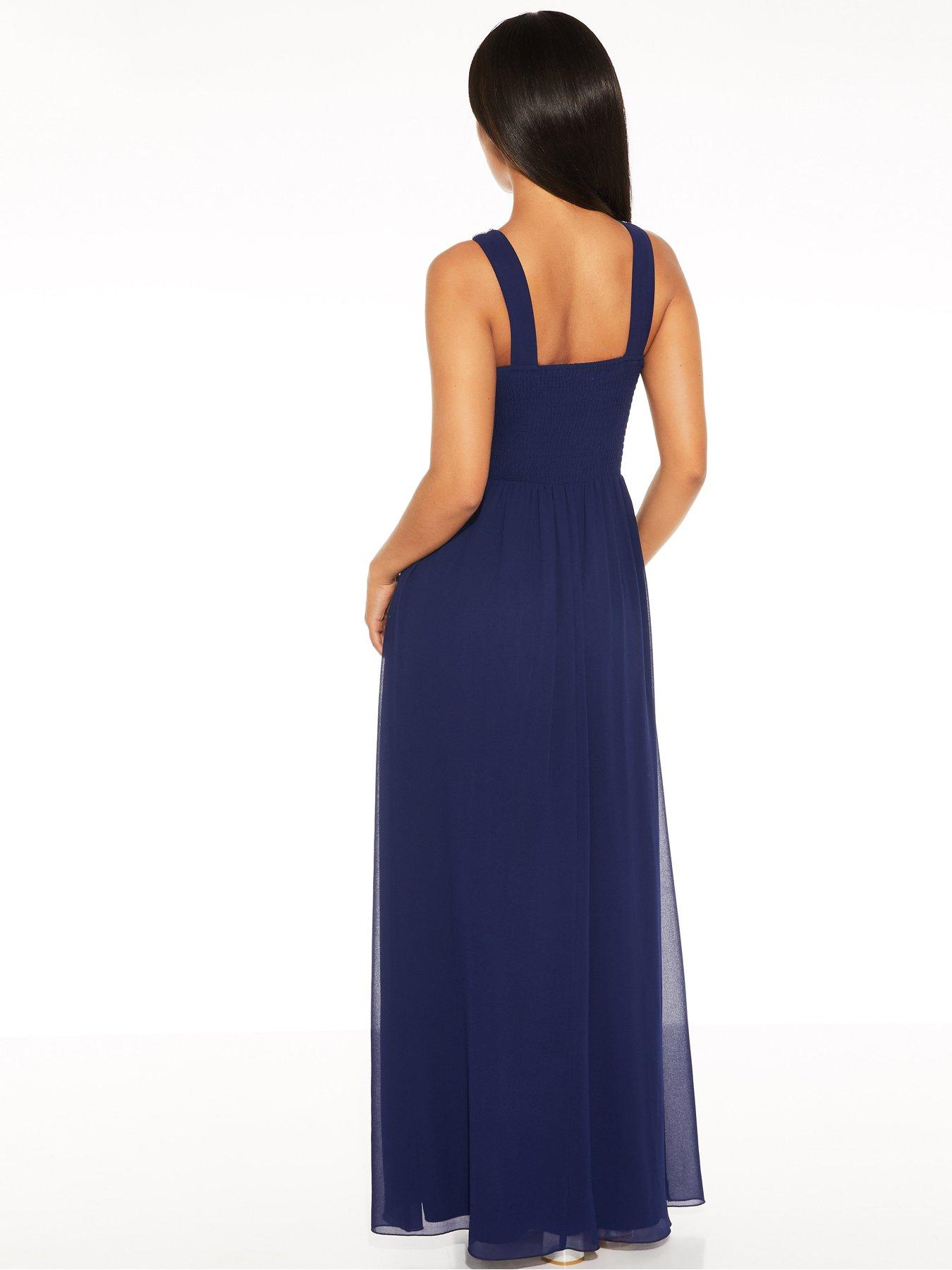 quiz chiffon embellished high neck maxi dress