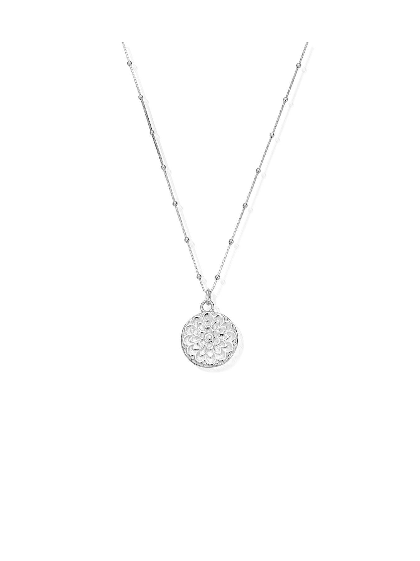 Product photograph of Chlobo Sterling Silver Moon Flower Necklace from very.co.uk