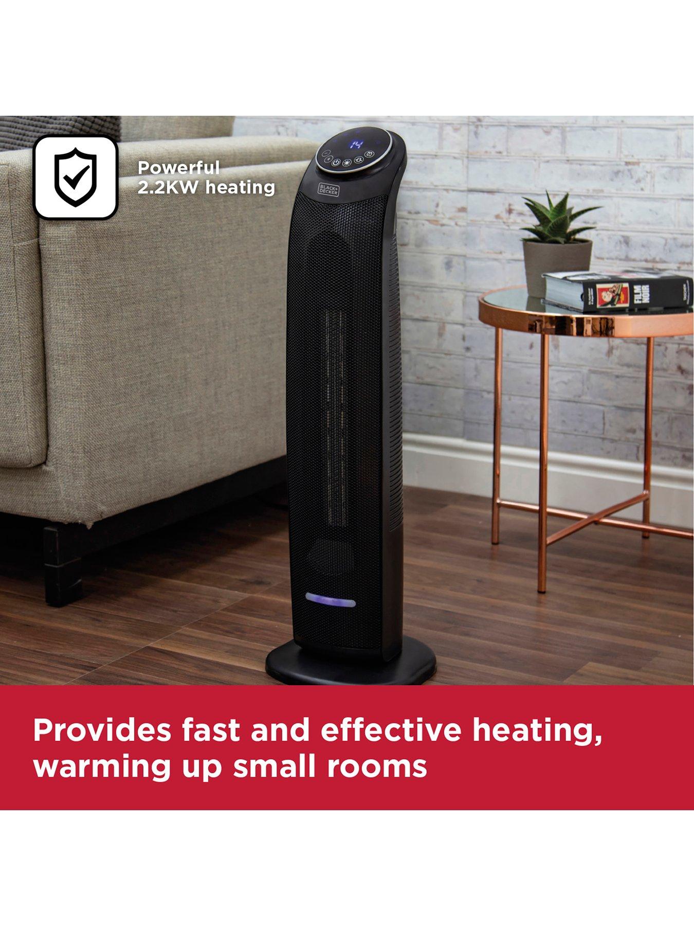Black u0026 Decker 2.2KW Digital PTC Tower Fan Heater with 8 Hour Timer |  very.co.uk
