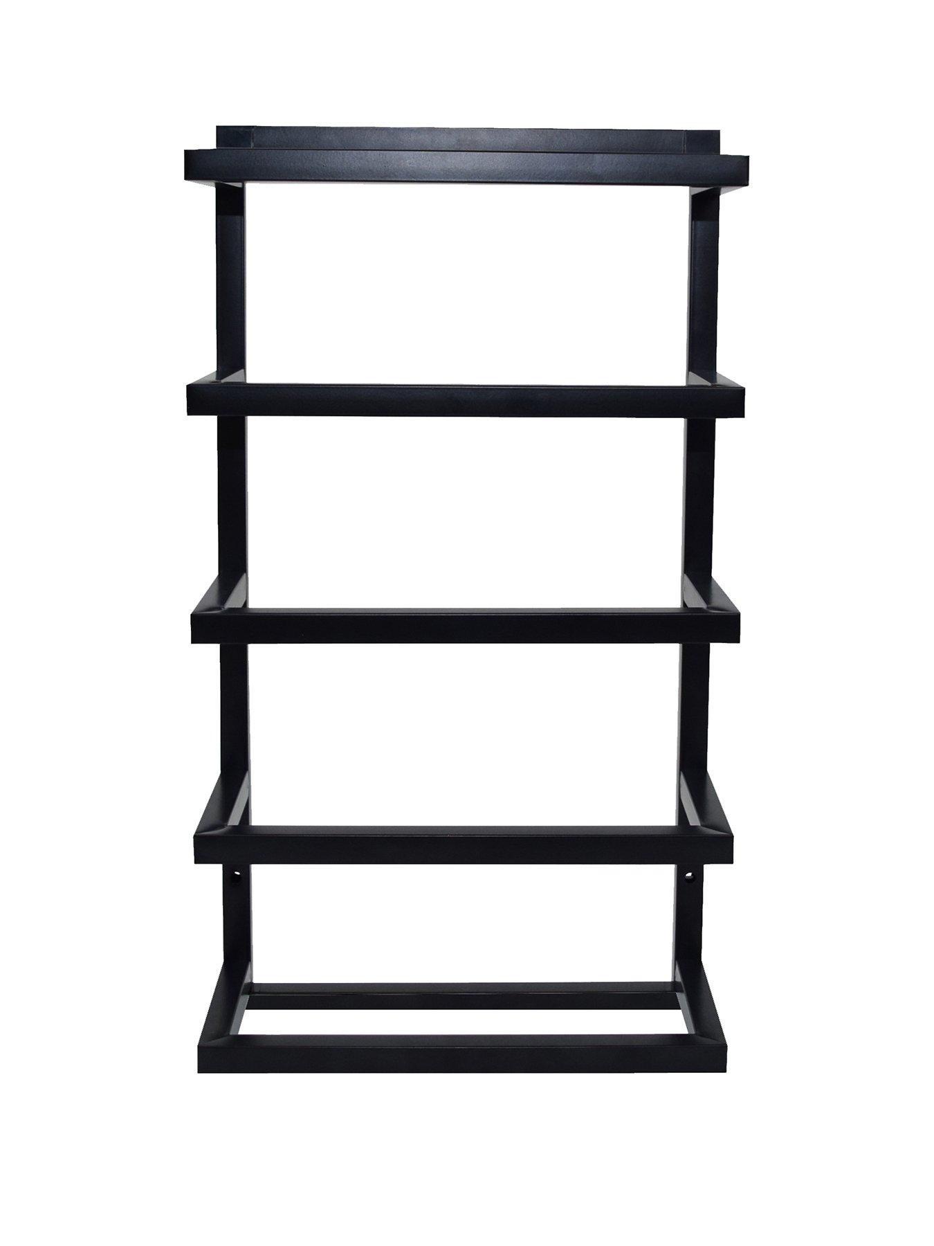 6 Tier Narrow Metal Bathroom Towel Storage Rack with 10 S Hooks for Small Spaces 17 Stories Finish: Black