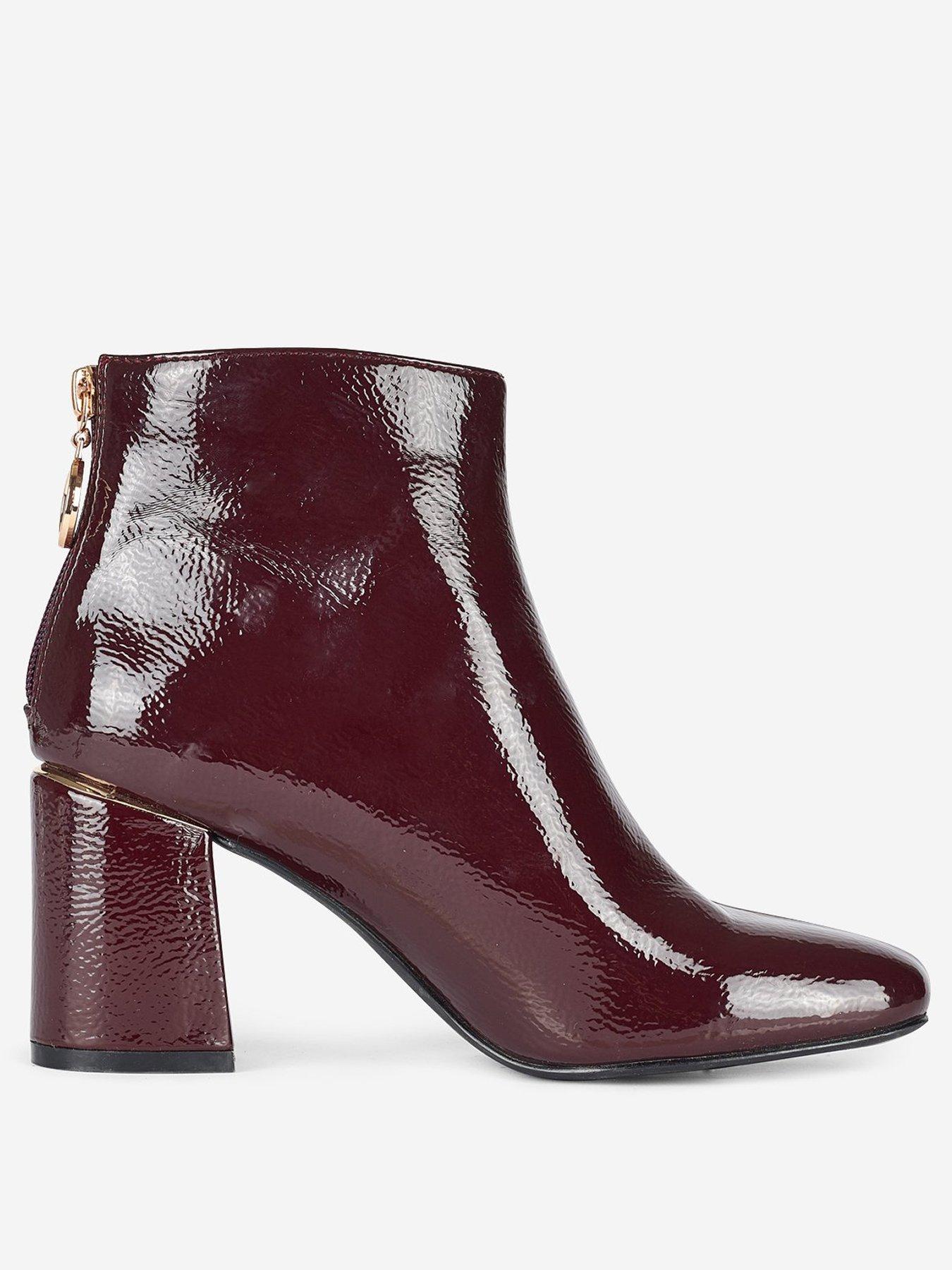 wide fit patent ankle boots