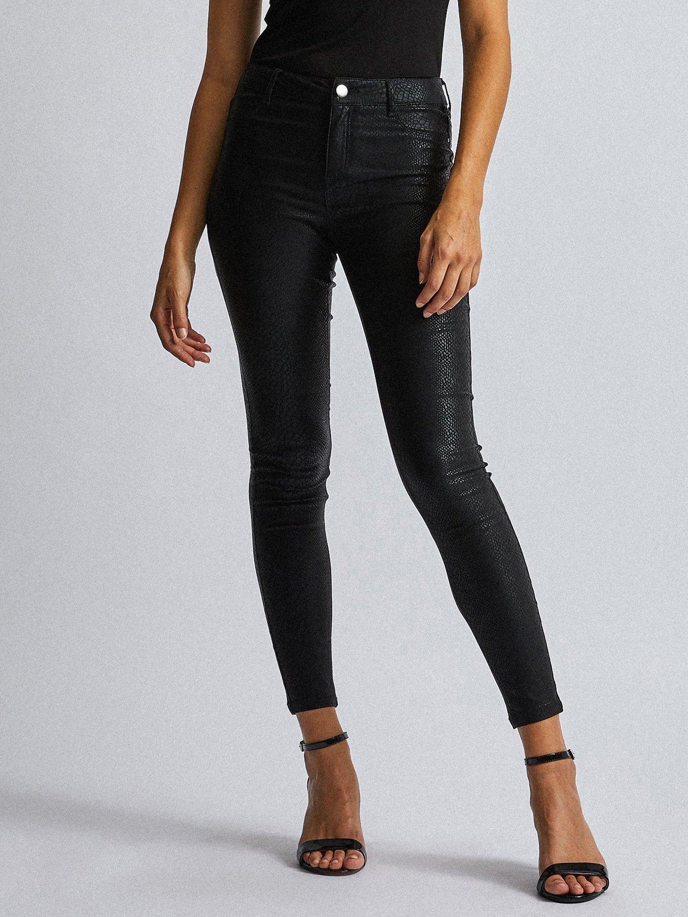 snake print jeans black