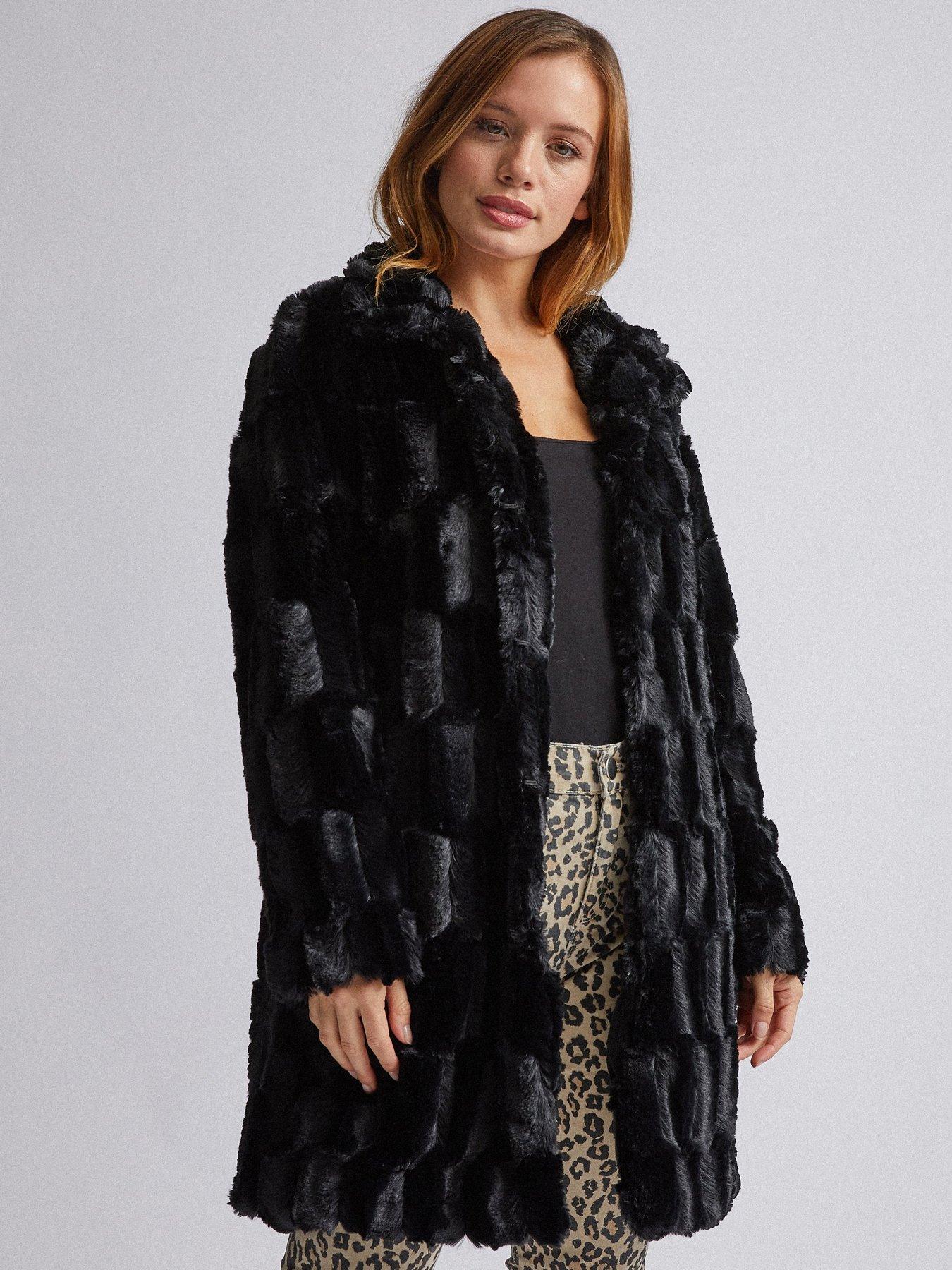 black faux fur jacket