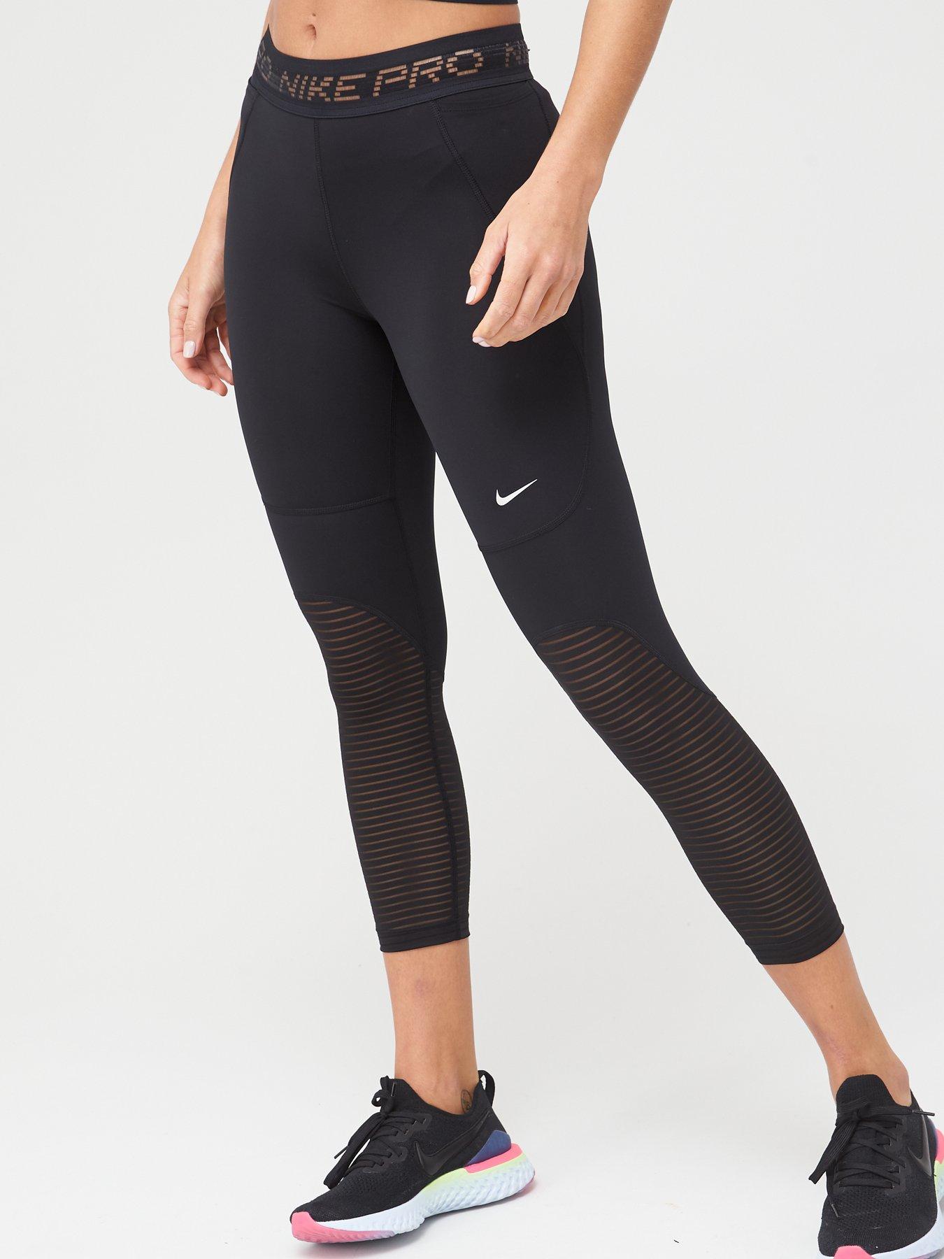 nike training pro cropped leggings in black