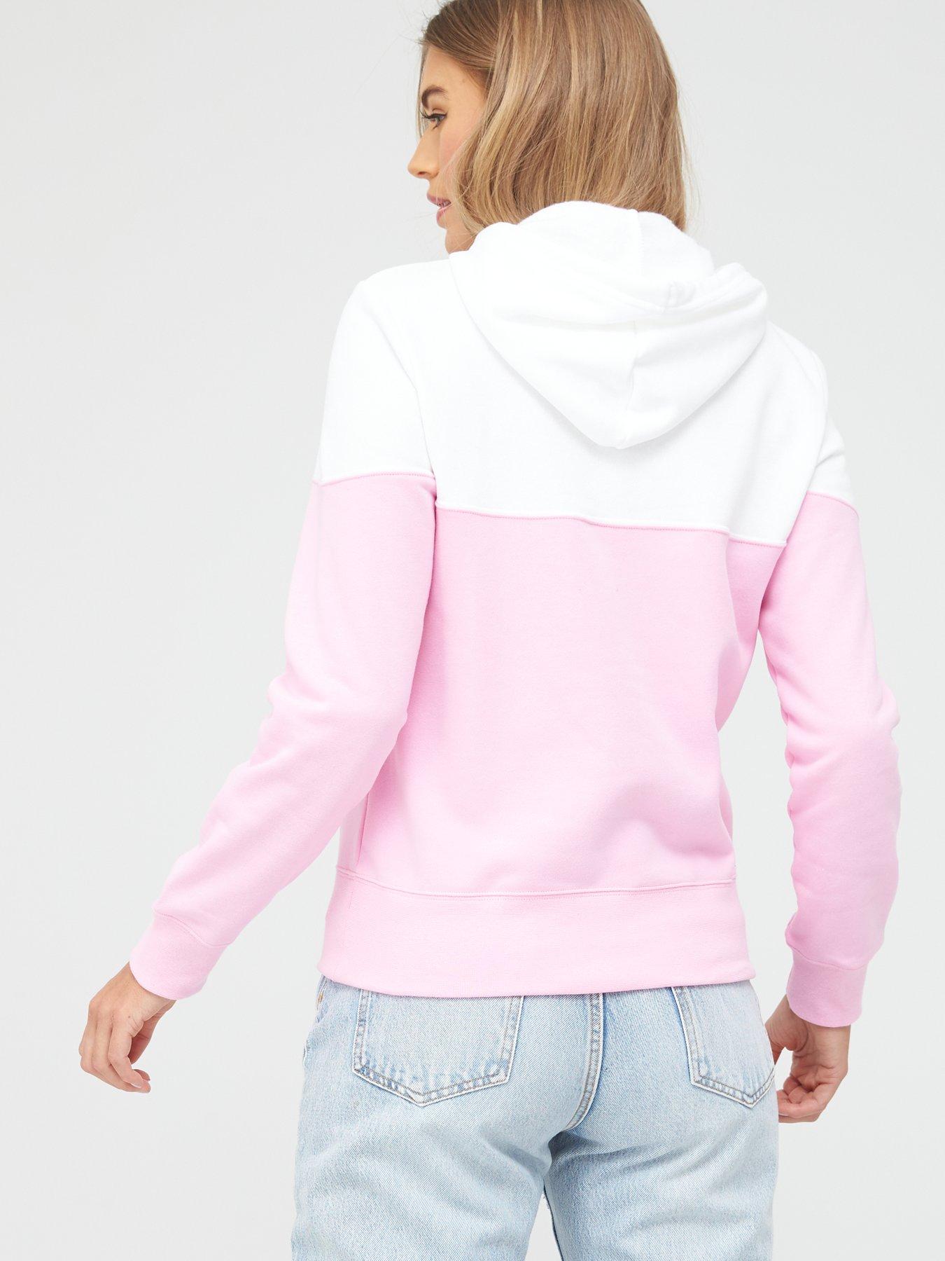 pink and white nike hoodie