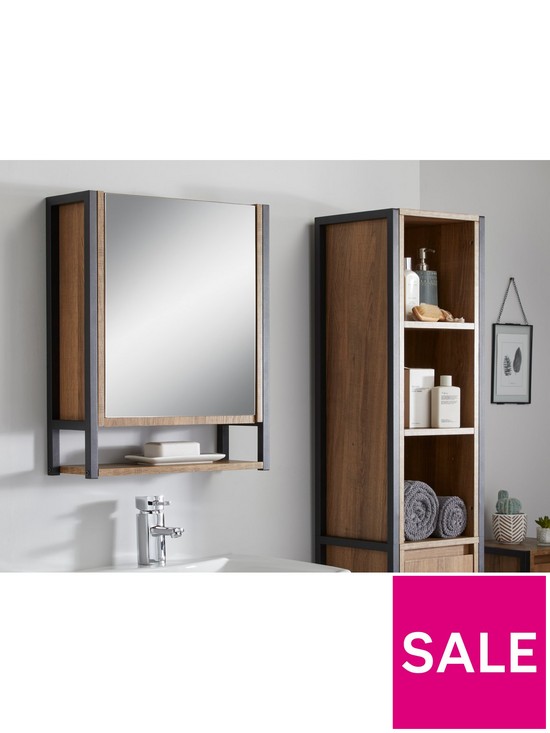 front image of lloyd-pascal-linley-single-mirror-bathroom-wall-cabinet