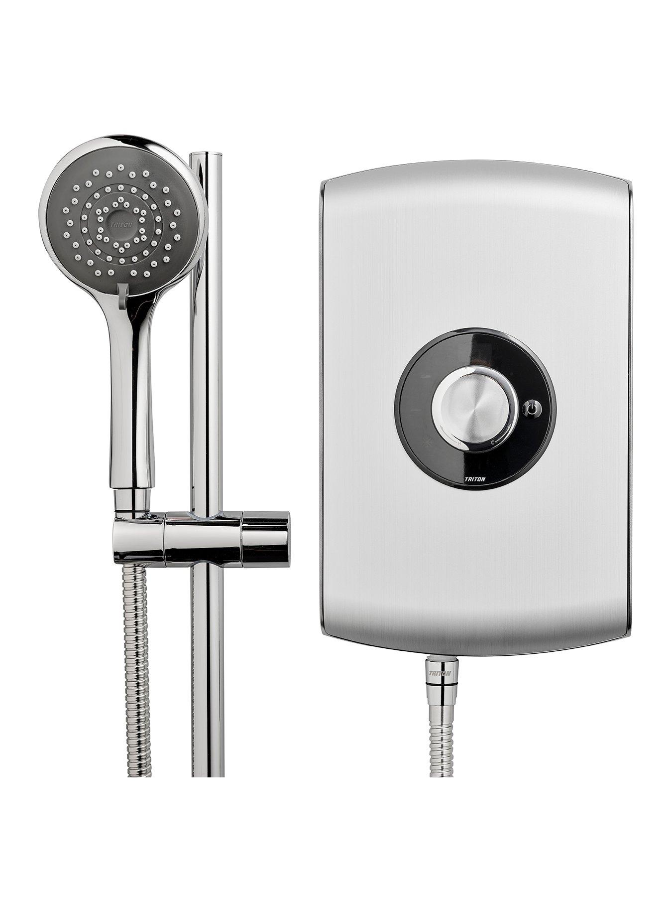 Product photograph of Triton Amore Brushed Steel 8 5kw Electric Shower from very.co.uk