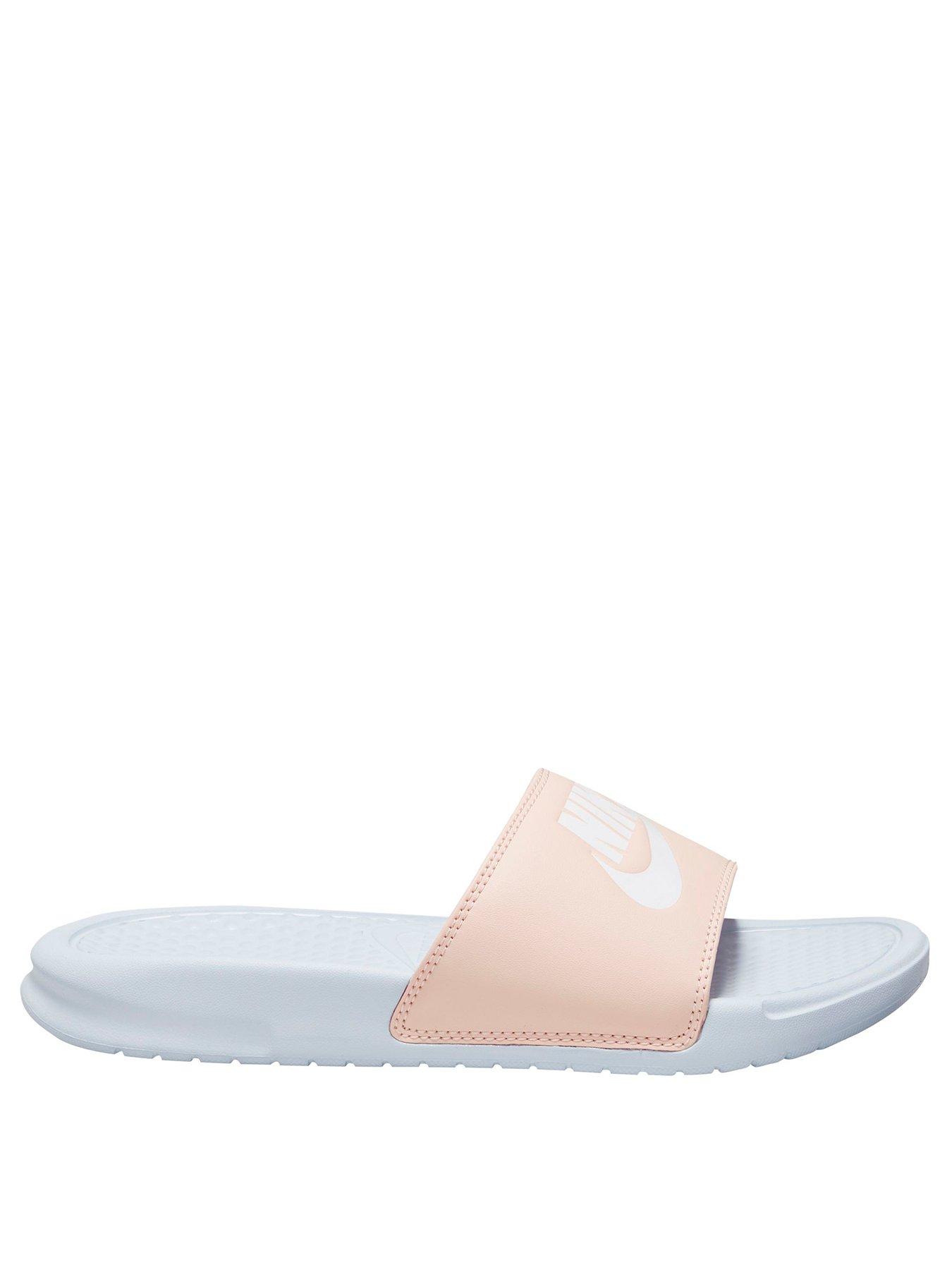 nike benassi just do it slides women's pink