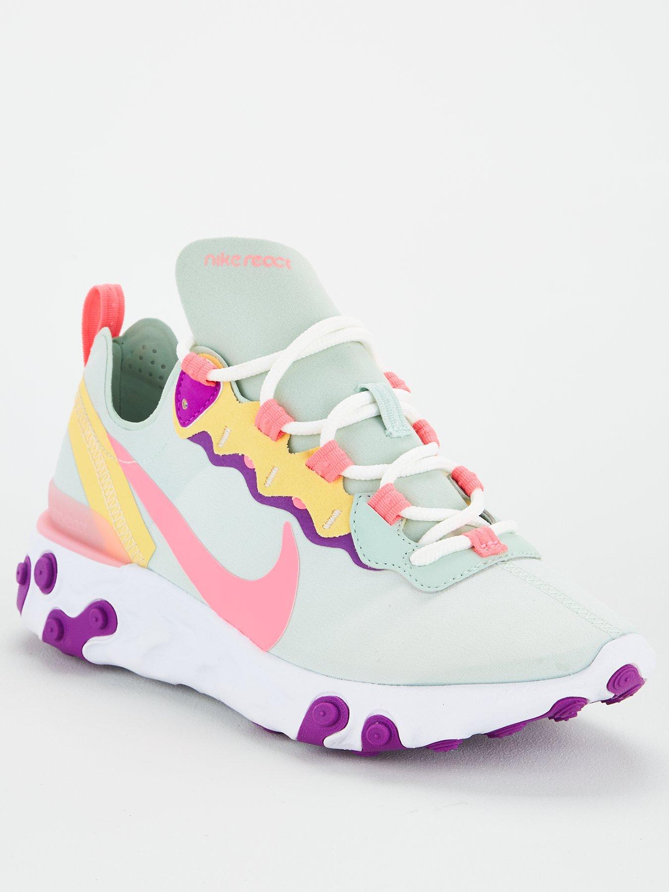 nike pink react element 55 trainers