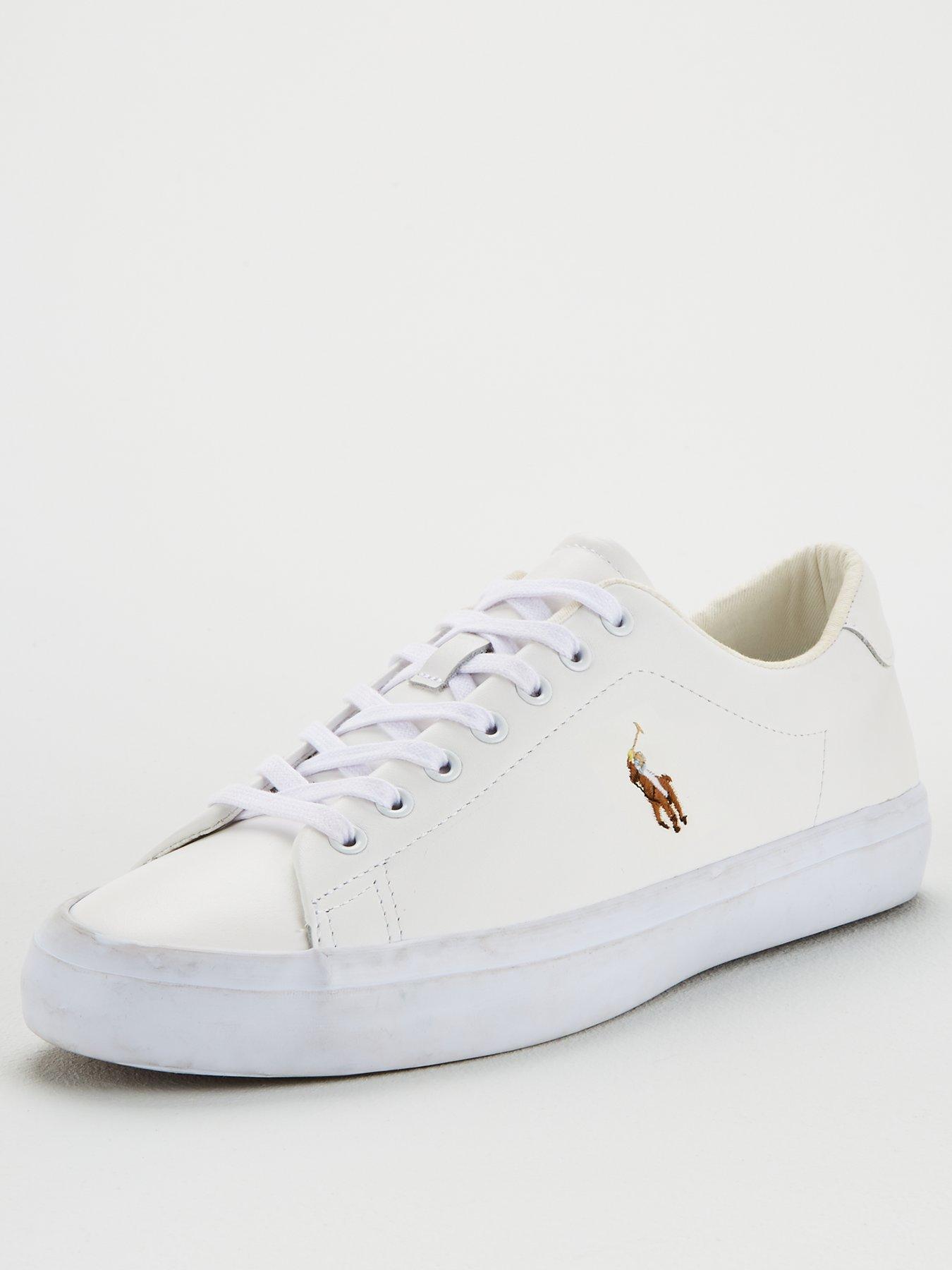Polo Ralph Lauren Longwood Leather Trainers - White | very.co.uk