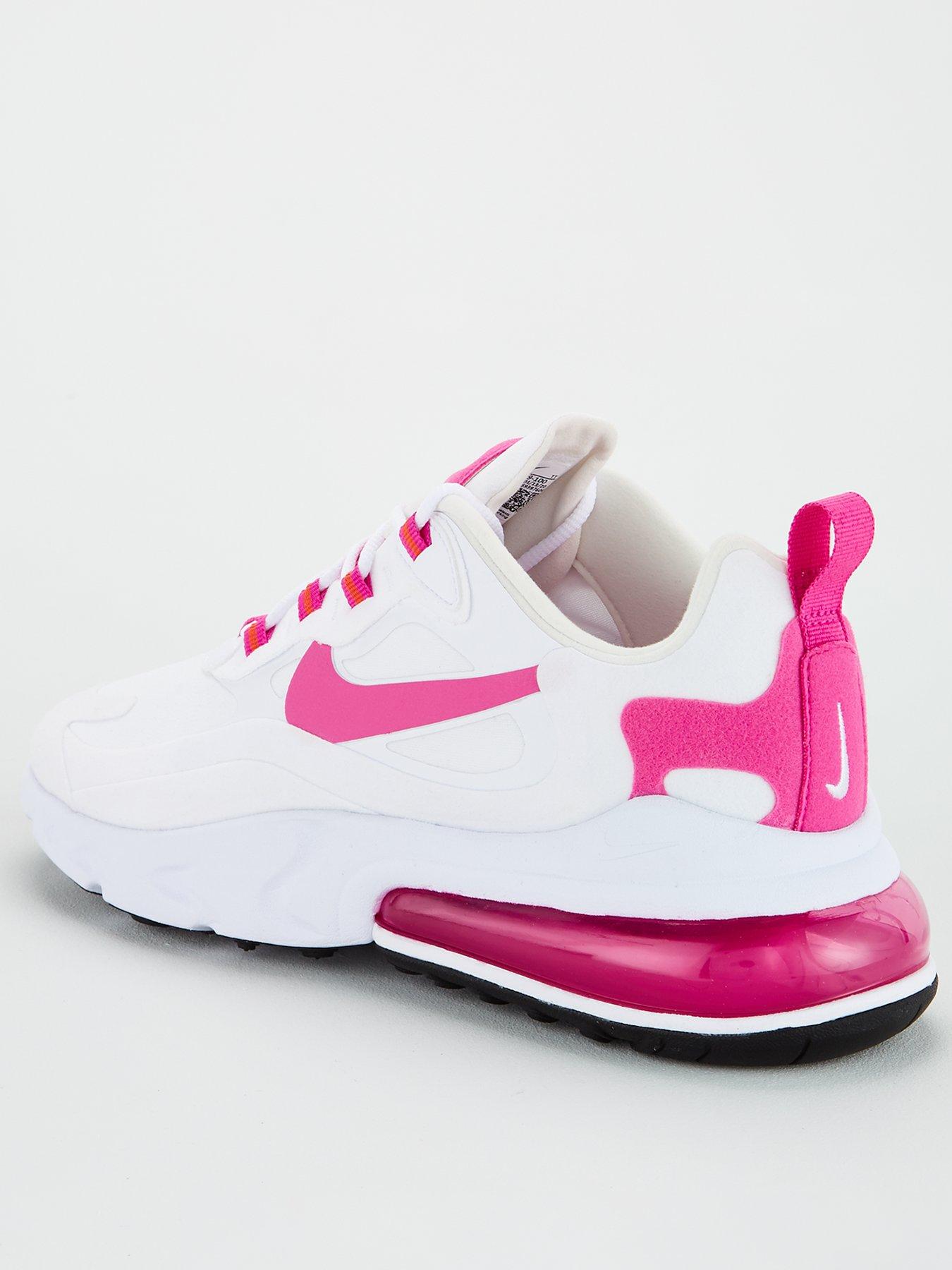 white and pink nike react