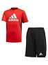  image of adidas-junior-boysnbsptee-and-short-set-red-black