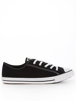 converse womens dainty ox trainers - black/white