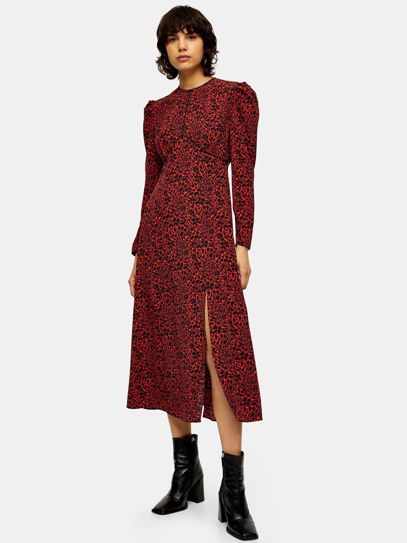 topshop red long dress