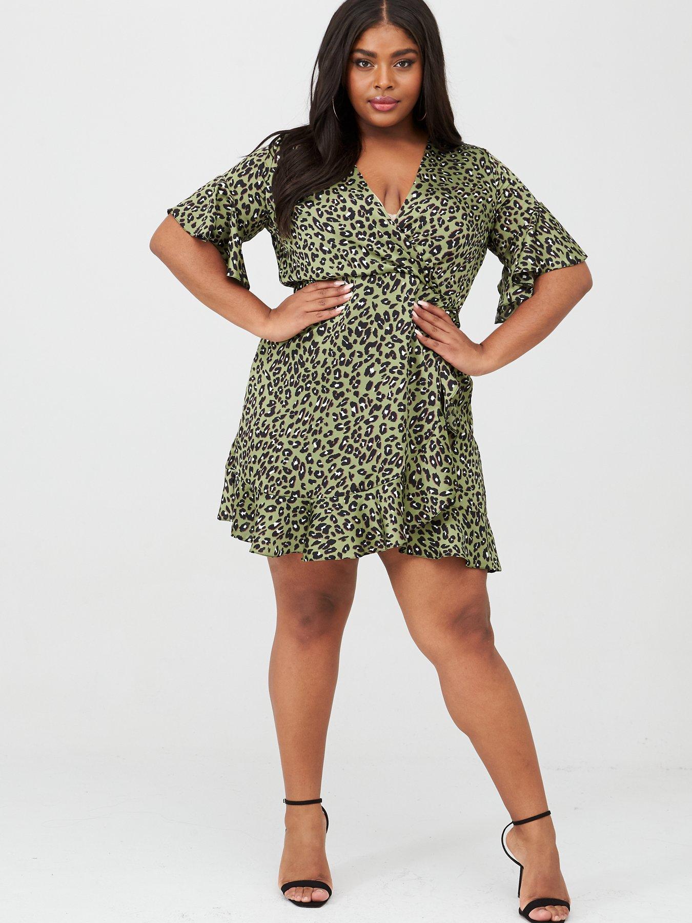 ax paris green leopard print dress