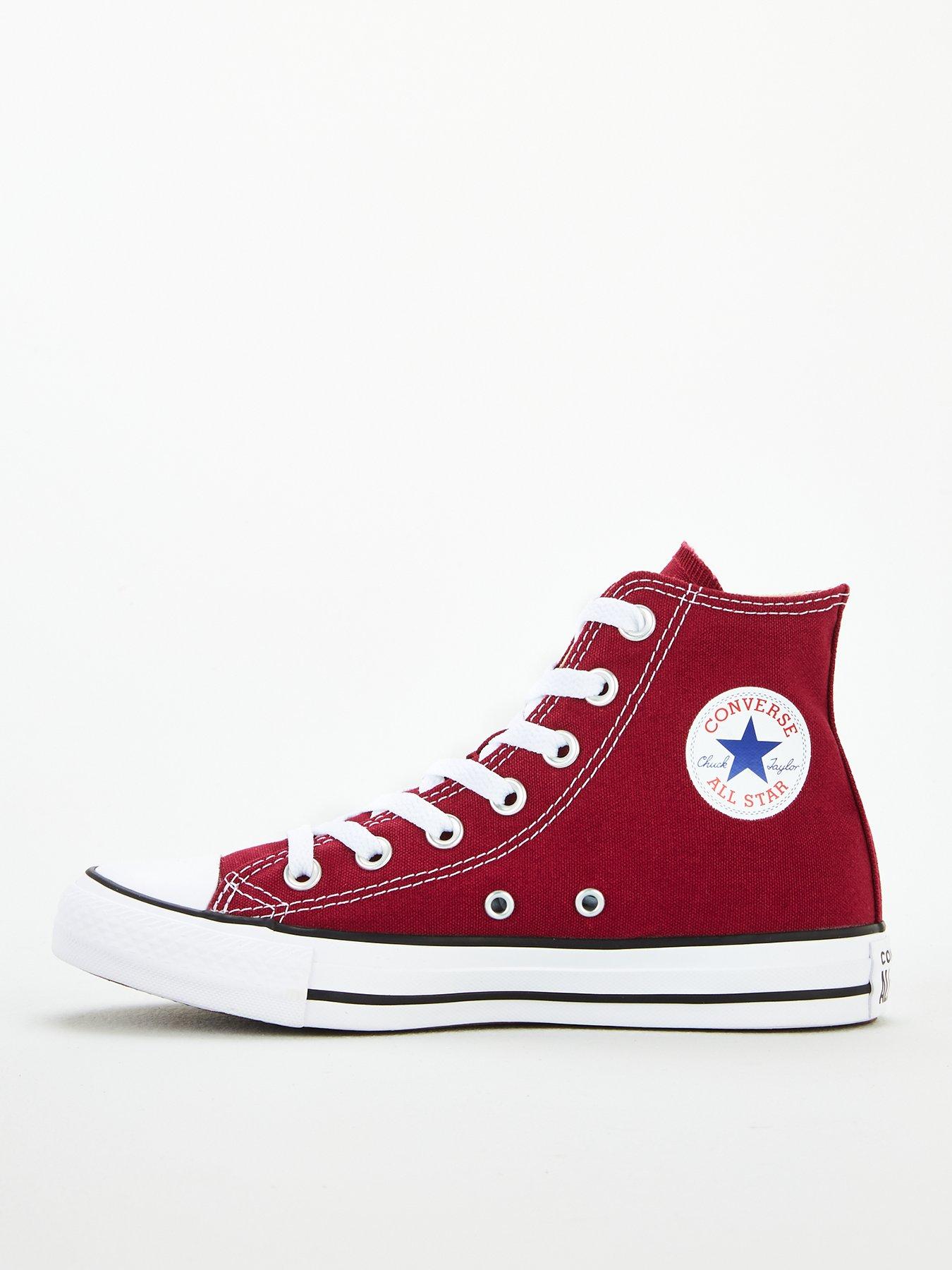 Converse Canvas Hi Top Trainers - Dark Red