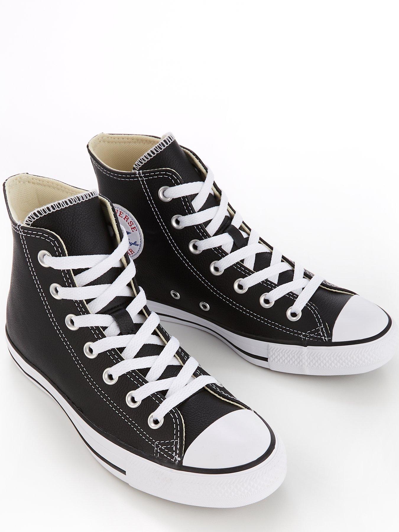 Black and deals white converse leather