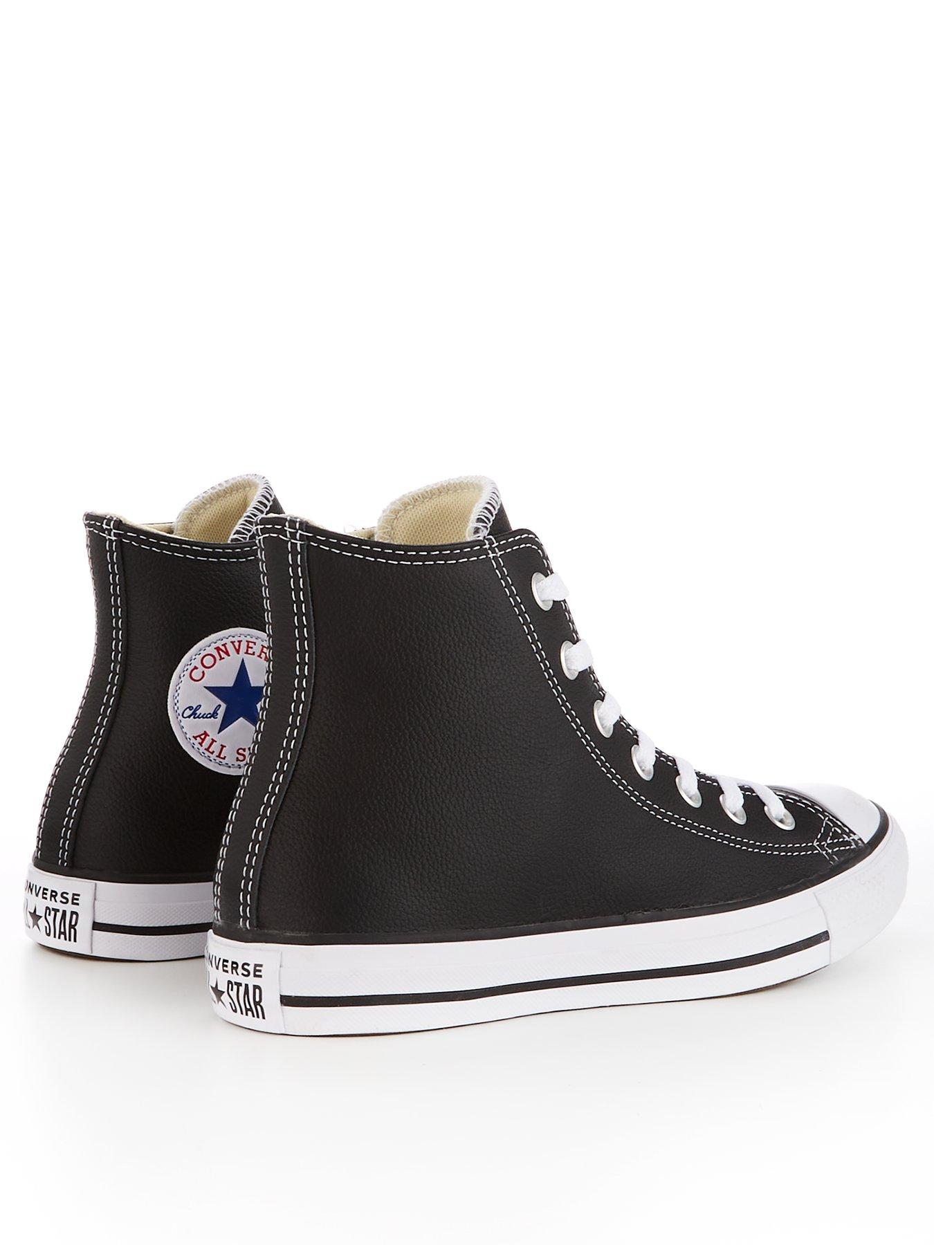 Womens Leather Hi Trainers - Black