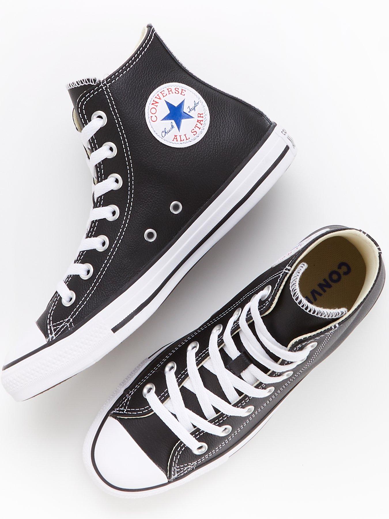 Size 5 black leather converse on sale