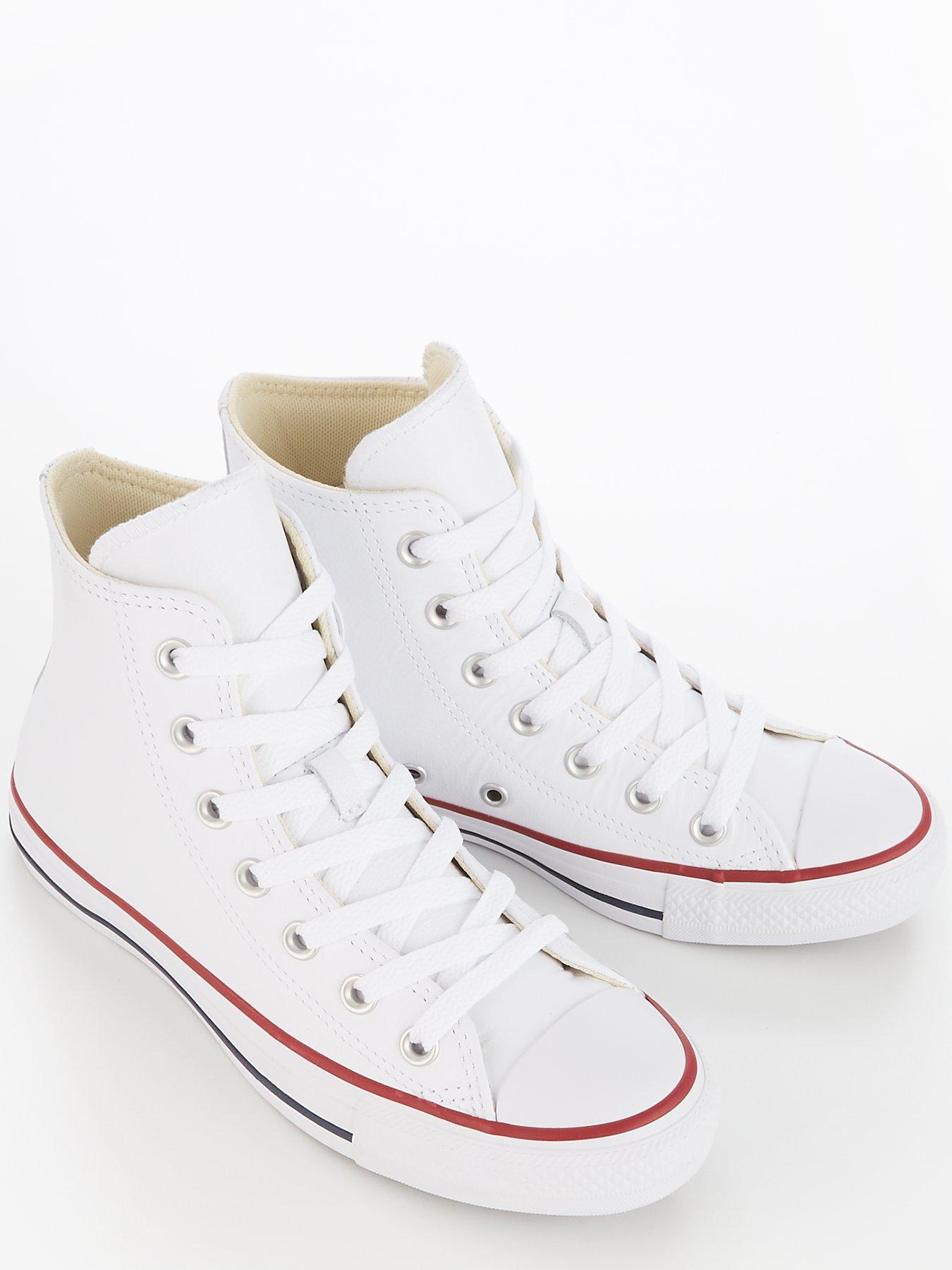 Converse white leather high store tops with straps