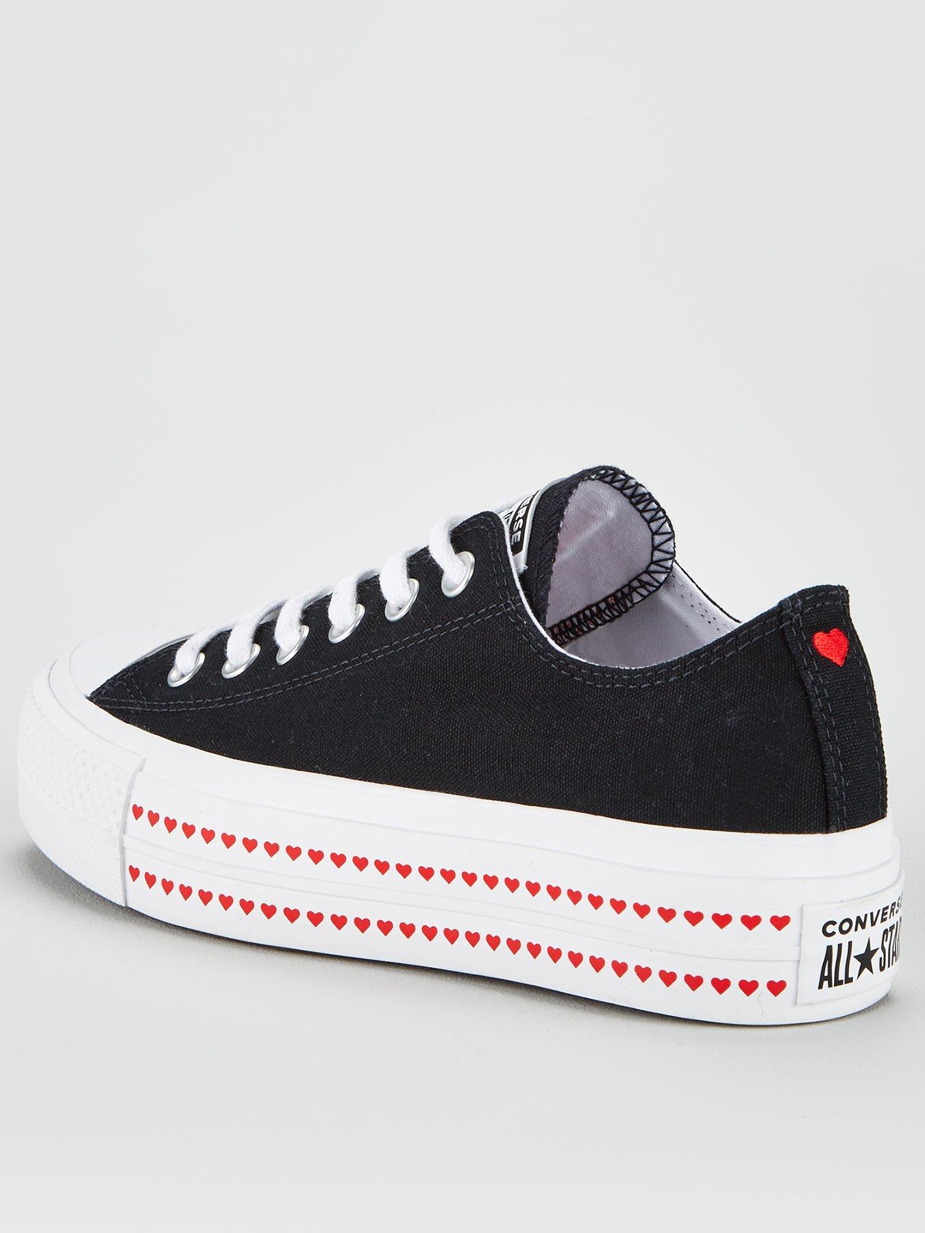 red love heart converse